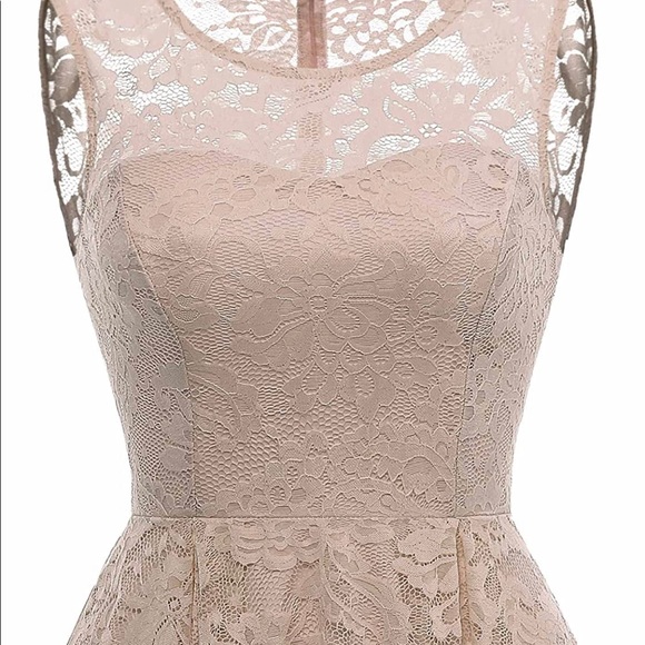 MUADRESS Women's Vintage Floral Lace Sleeveless Hi-Lo Cocktail Swing Dress - Picture 4 of 5